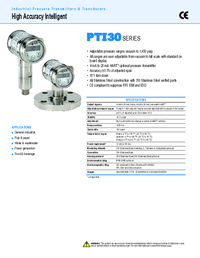 Thumbnail of document Data Sheet - PTI30 High Accuracy Intelligent Pressure Transmitter